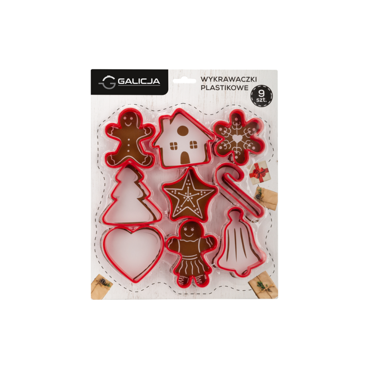 Wykrawaczki plastikowe Boże Narodzenie zestaw 9 sztuk